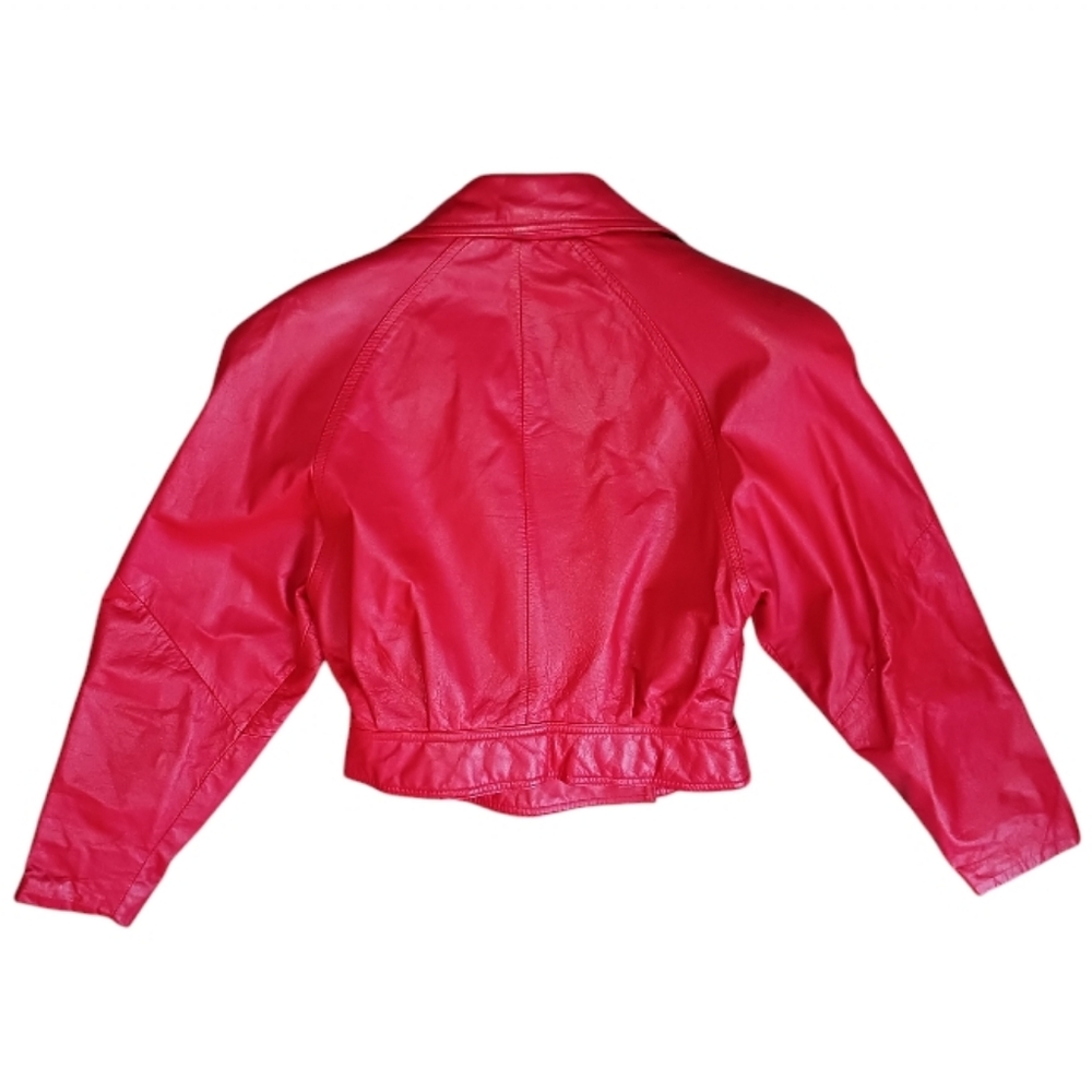 80s Wilsons Leather Red Moto Jacket Retro VTG Thriller - Picture 6 of 17